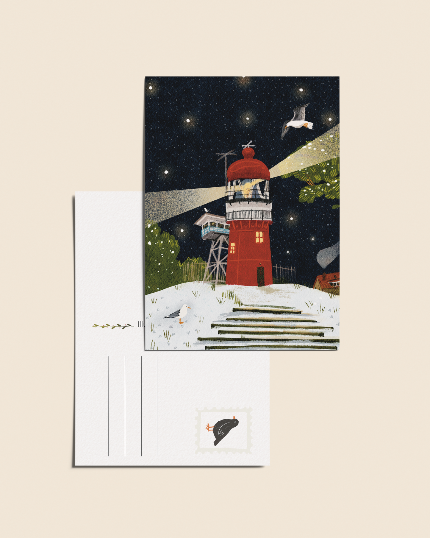 Ansichtkaart 'Sneeuw op Vlie', A6