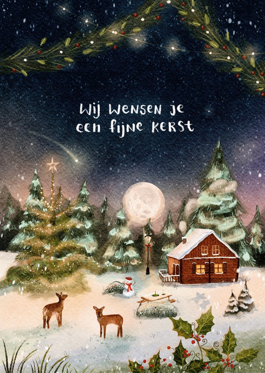 Gevouwen kaart 'Wij wensen je een fijne kerst', A6
