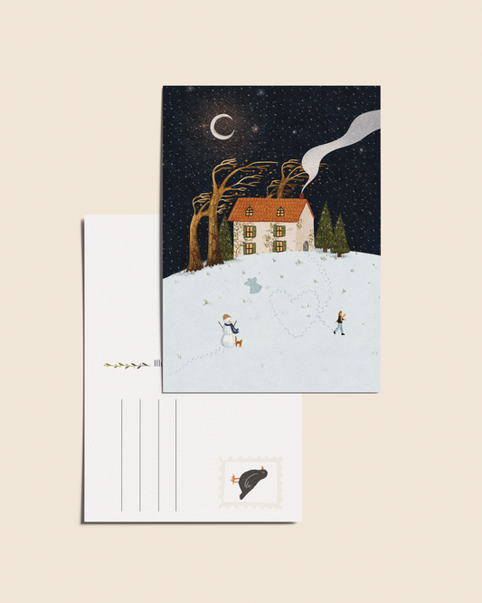 Ansichtkaart 'Winterhuisje', A6