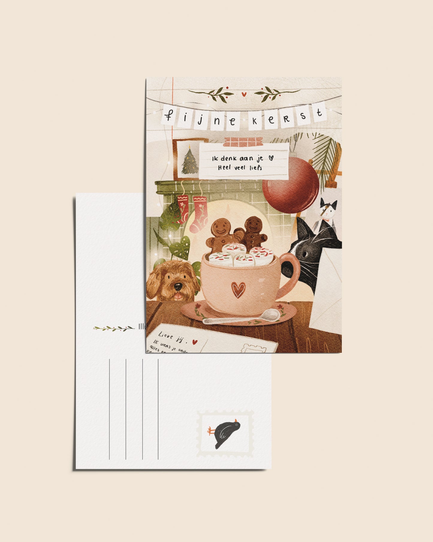 Ansichtkaart 'Ik denk aan je', A6